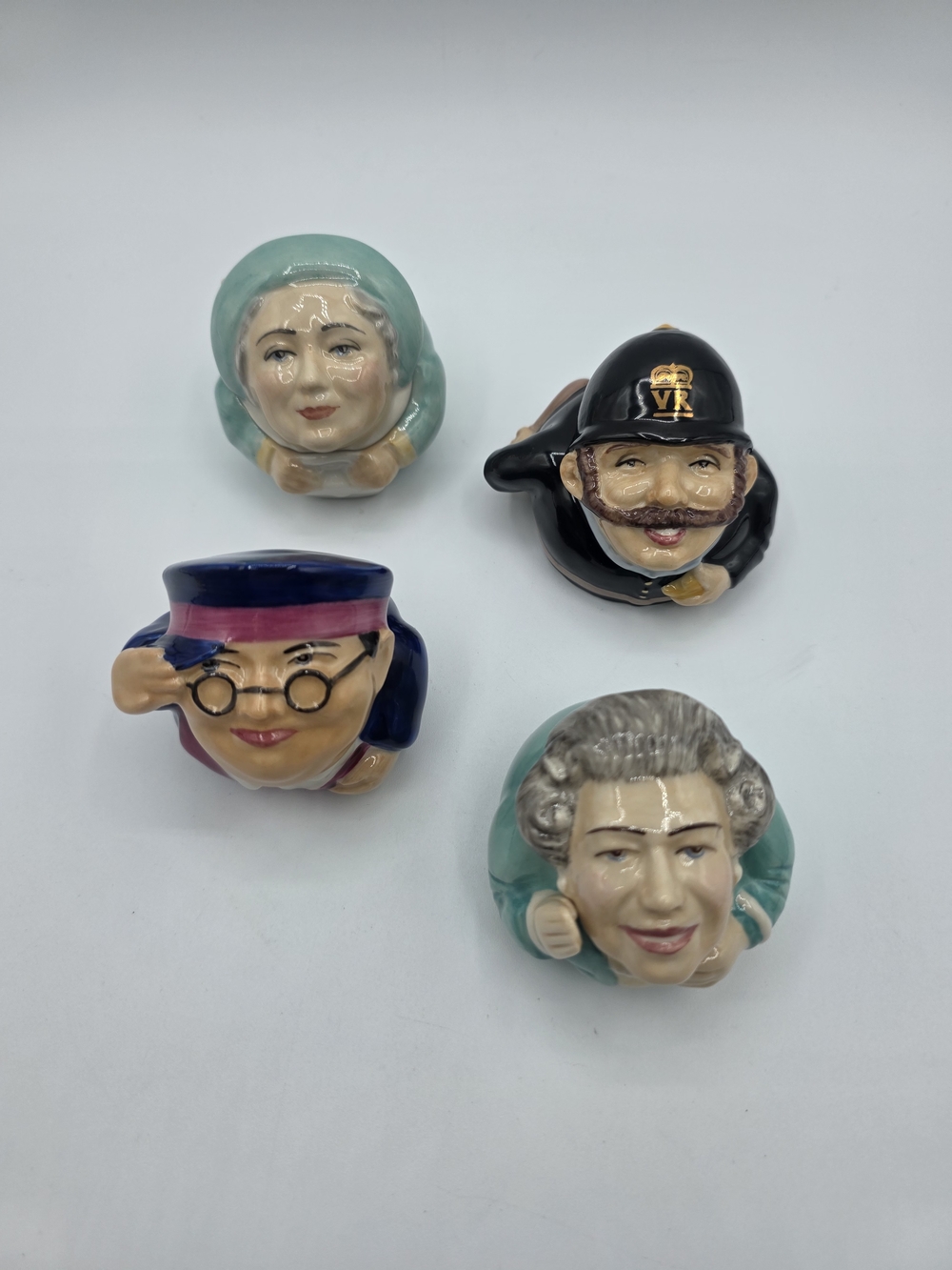 Kevin Francis Face Pots Ceramic Queen Elizabeth II Queen Mother Vintage